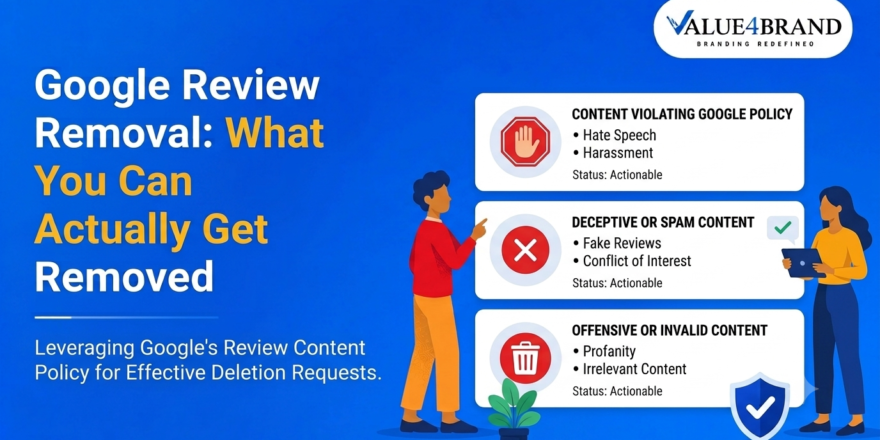 Featured image for blog post titled "Google Review Removal: What You Can Actually Get Removed," displaying criteria for deleting fake, spam, and policy-violating Google reviews.
